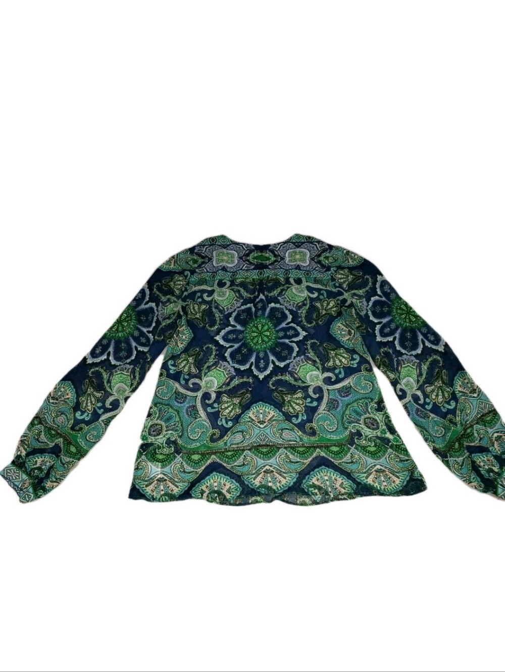 Hale Bob Womens Long Sleeve Boho Blouse Paisley Top Size XS